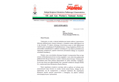 List otwarty do Prezesa Zarządu PGNiG S.A.
