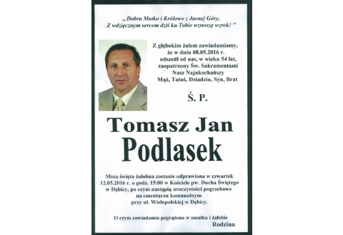 Śmierć naszego Kolegi Tomka Podlaska