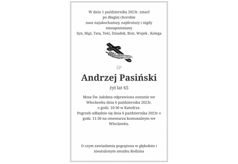 Zmarł nasz Kolega Andrzej Pasiński