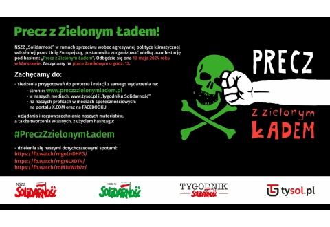 „Precz z Zielonym Ładem” – Widzimy się na demonstracji 10 maja w Warszawie!